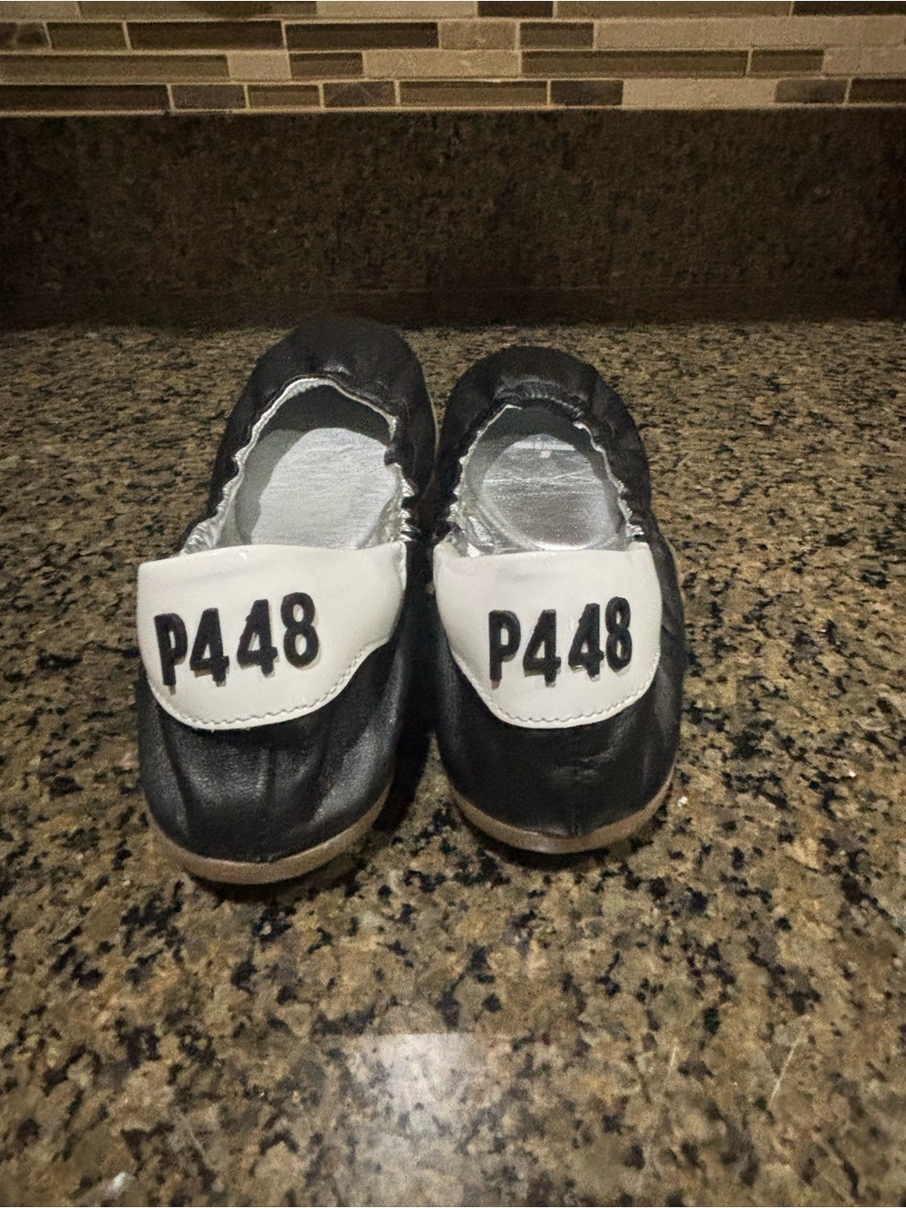 P448 women’s  Black and White Moccasin Ballet Flats